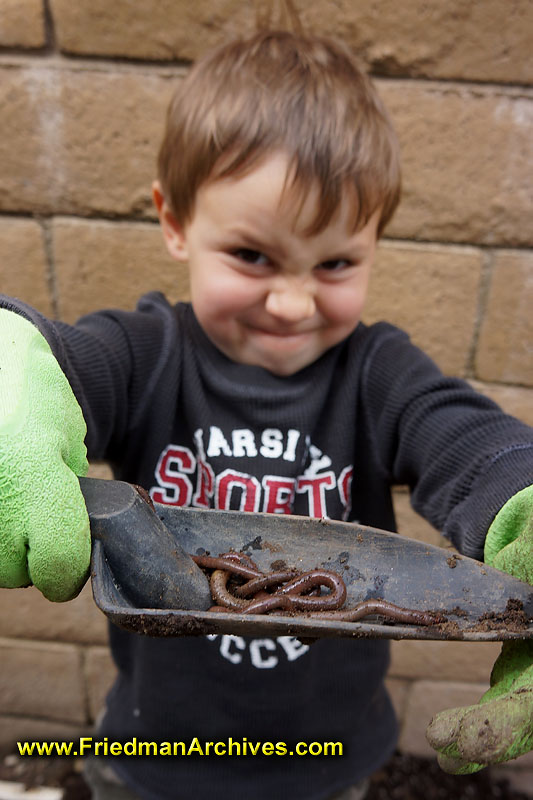 kids,dirt,dirty,earthworms,worms,digging,boys,gardening,shovel,expression,